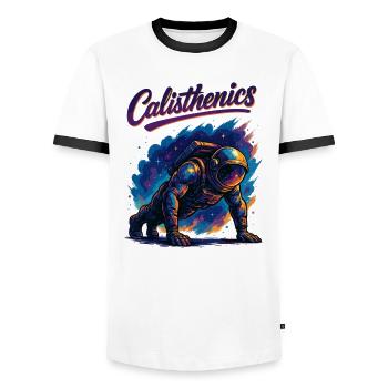 Calisthenics Astronaut Push-ups Gift - Men's Ringer Shirt - white/black - Front - AI Model Female 172 light (172cm) & AI Model Male 178 dark (178cm)