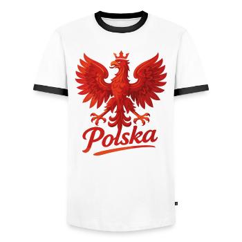 Poland Polska Eagle Flag Flag Epic Gift - Men's Ringer Shirt - white/black - Front - AI Model Female 172 light (172cm) & AI Model Male 178 dark (178cm)