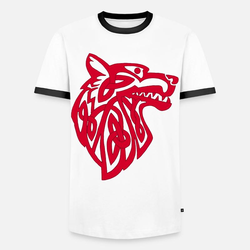 Wikinger Roter Wolf - Männer Kontrast-T-Shirt - Weiß/Schwarz