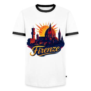 Florenz Firenze Stadt Italien Silhouette Geschenk - Männer Kontrast-T-Shirt - Weiß/Schwarz - Vorne - AI Model Female 172 light (172cm) & AI Model Male 178 dark (178cm)