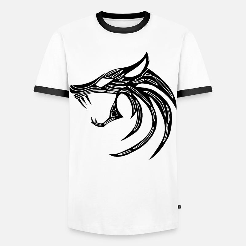 Schwarzer dämonischer Wolf - Männer Kontrast-T-Shirt - Weiß/Schwarz