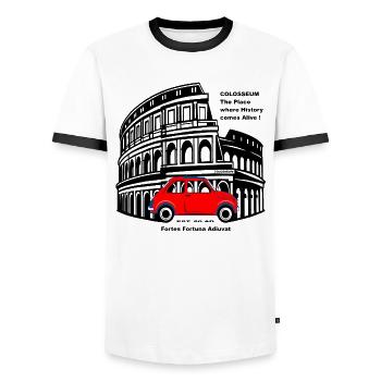 Colisée Italie Rome Chemise T Shirt Design Basic - T-shirt contrasté Homme - blanc/noir - Devant - AI Model Female 172 light (172cm) & AI Model Male 178 dark (178cm)