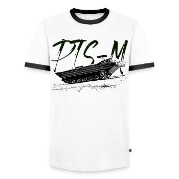PTSM Veteranen-Style - Männer Kontrast-T-Shirt - Weiß/Schwarz - Vorne - AI Model Female 172 light (172cm) & AI Model Male 178 dark (178cm)