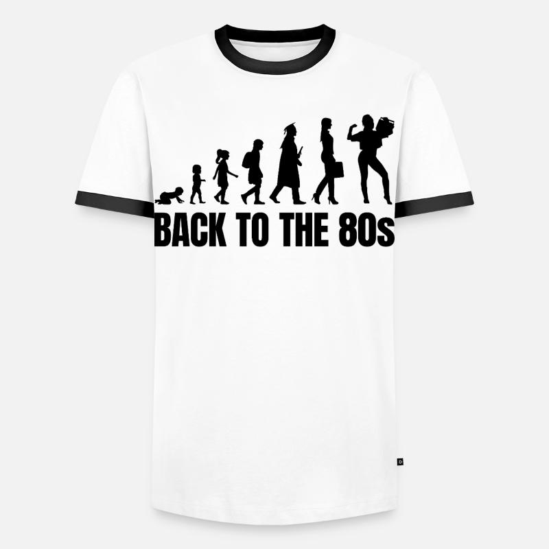 80er Jahre Evolution - Männer Kontrast-T-Shirt - Weiß/Schwarz