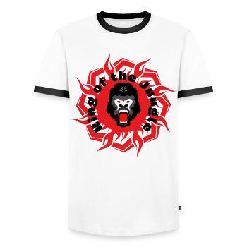 Gorille Démon Emblématique Cœur - T-shirt contrasté Homme - blanc/noir - Devant - AI Model Female 172 light (172cm) & AI Model Male 178 dark (178cm)