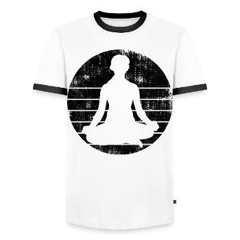 Yogi - Männer Kontrast-T-Shirt - Weiß/Schwarz - Vorne - AI Model Female 172 light (172cm) & AI Model Male 178 dark (178cm)