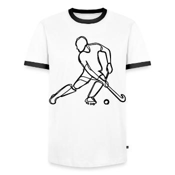 Field hockey players - Men's Ringer Shirt - white/black - Front - AI Model Female 172 light (172cm) & AI Model Male 178 dark (178cm)