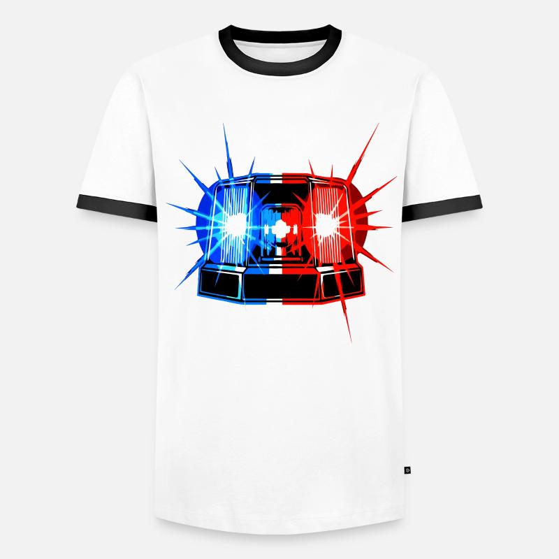 Blaulicht Sirene – Notfallwarnsystem - Männer Kontrast-T-Shirt - Weiß/Schwarz