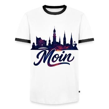 Hamburg Moin Stadt Silhouette galaktisch Geschenk - Männer Kontrast-T-Shirt - Weiß/Schwarz - Vorne - AI Model Female 172 light (172cm) & AI Model Male 178 dark (178cm)