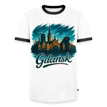 Gdansk Gdańsk Maritime Silhouette Poland Gift - Men's Ringer Shirt - white/black - Front - AI Model Female 172 light (172cm) & AI Model Male 178 dark (178cm)