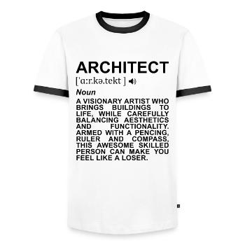 Architect Meaning - Men's Ringer Shirt - white/black - Front - AI Model Female 172 light (172cm) & AI Model Male 178 dark (178cm)