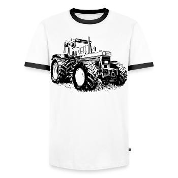 Steel Farm Soul - Men's Ringer Shirt - white/black - Front - AI Model Female 172 light (172cm) & AI Model Male 178 dark (178cm)