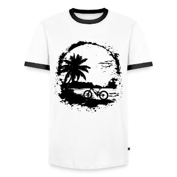 Mountainbiking Zeichnung - Männer Kontrast-T-Shirt - Weiß/Schwarz - Vorne - AI Model Female 172 light (172cm) & AI Model Male 178 dark (178cm)