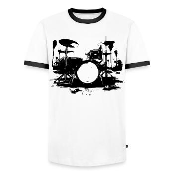 Percussion - T-shirt contrasté Homme - blanc/noir - Devant - AI Model Female 172 light (172cm) & AI Model Male 178 dark (178cm)