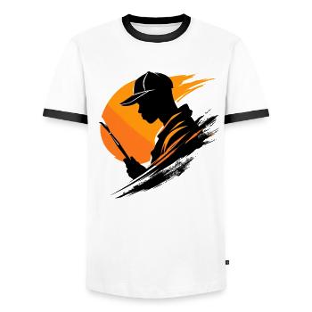 Atelier de peinture d’artiste - T-shirt contrasté Homme - blanc/noir - Devant - AI Model Female 172 light (172cm) & AI Model Male 178 dark (178cm)