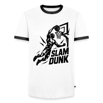 Basketball Slam Dunk Lancer Joueur Dunking Cadeau - T-shirt contrasté Homme - blanc/noir - Devant - AI Model Female 172 light (172cm) & AI Model Male 178 dark (178cm)
