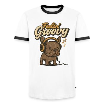 Vintage Bulldog Feelin' Groovy - Men's Ringer Shirt - white/black - Front - AI Model Female 172 light (172cm) & AI Model Male 178 dark (178cm)
