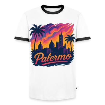Palermo Stadt Italien Sizilien Silhouette Geschenk - Männer Kontrast-T-Shirt - Weiß/Schwarz - Vorne - AI Model Female 172 light (172cm) & AI Model Male 178 dark (178cm)