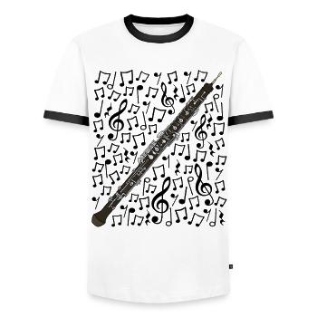 Oboe Musical Notes Oboist Musician Orchestra - Men's Ringer Shirt - white/black - Front - AI Model Female 172 light (172cm) & AI Model Male 178 dark (178cm)