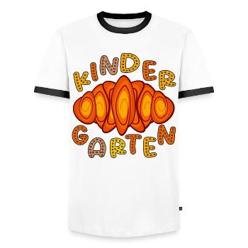 KINDERGARTEN KIND HAMBURG FRANZBRÖTCHEN - Männer Kontrast-T-Shirt - Weiß/Schwarz - Vorne - AI Model Female 172 light (172cm) & AI Model Male 178 dark (178cm)