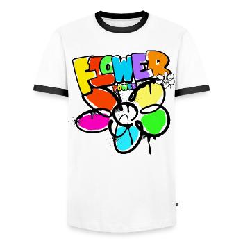 Flower Power Fleur Enfant Monde Paix Graffit - T-shirt contrasté Homme - blanc/noir - Devant - AI Model Female 172 light (172cm) & AI Model Male 178 dark (178cm)