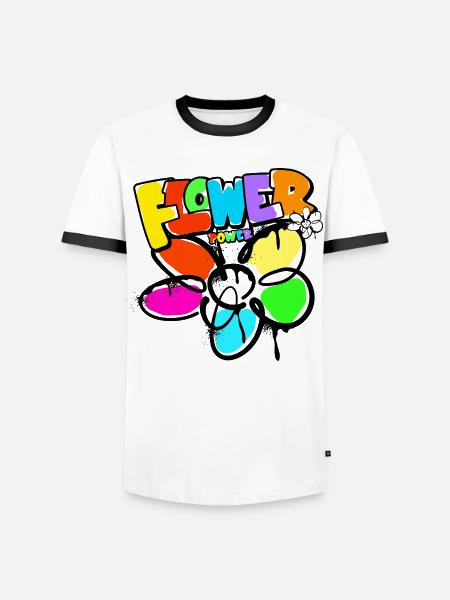 Flower Power Blumenkind Weltfrieden Graffit - Männer Kontrast-T-Shirt - Weiß/Schwarz