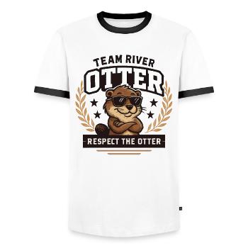 River Otter Team - Respect the Otter - Men's Ringer Shirt - white/black - Front - AI Model Female 172 light (172cm) & AI Model Male 178 dark (178cm)