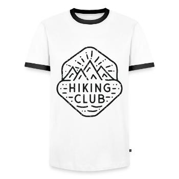Hikers club hiking group mountain hike matching - Men's Ringer Shirt - white/black - Front - AI Model Female 172 light (172cm) & AI Model Male 178 dark (178cm)