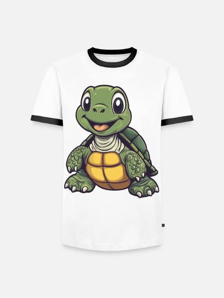 Cute Cheerful Turtle :) - Men's Ringer Shirt - white/black