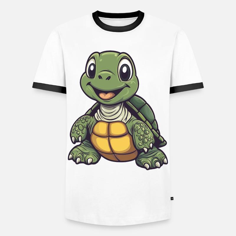 süße fröhliche Schildkröte :) - Männer Kontrast-T-Shirt - Weiß/Schwarz