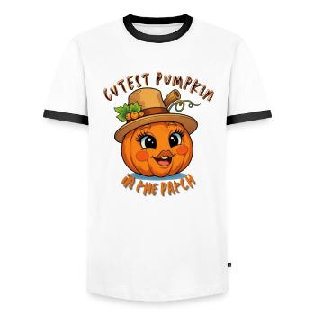 Süßester Kürbis - Männer Kontrast-T-Shirt - Weiß/Schwarz - Vorne - AI Model Female 172 light (172cm) & AI Model Male 178 dark (178cm)