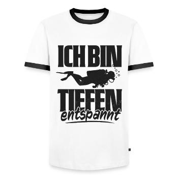 I AM DEEPLY RELAXED DIVING DIVER SAYING - Men's Ringer Shirt - white/black - Front - AI Model Female 172 light (172cm) & AI Model Male 178 dark (178cm)