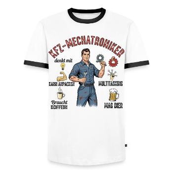 The automotive mechatronics technician - Men's Ringer Shirt - white/black - Front - AI Model Female 172 light (172cm) & AI Model Male 178 dark (178cm)