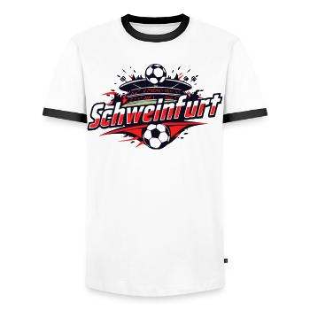 Schweinfurt Football Fan Merchandise Football Fan - Men's Ringer Shirt - white/black - Front - AI Model Female 172 light (172cm) & AI Model Male 178 dark (178cm)