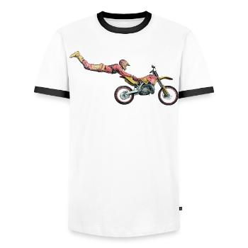 Motocross Freestyle - Men's Ringer Shirt - white/black - Front - AI Model Female 172 light (172cm) & AI Model Male 178 dark (178cm)