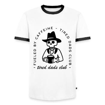 Tired dads club new dad funny coffee cowboy father - Men's Ringer Shirt - white/black - Front - AI Model Female 172 light (172cm) & AI Model Male 178 dark (178cm)