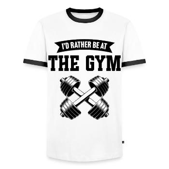 Je préfère être à la salle de sport - T-shirt contrasté Homme - blanc/noir - Devant - AI Model Female 172 light (172cm) & AI Model Male 178 dark (178cm)