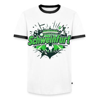 Schweinfurt Fussball Support - Männer Kontrast-T-Shirt - Weiß/Schwarz - Vorne - AI Model Female 172 light (172cm) & AI Model Male 178 dark (178cm)