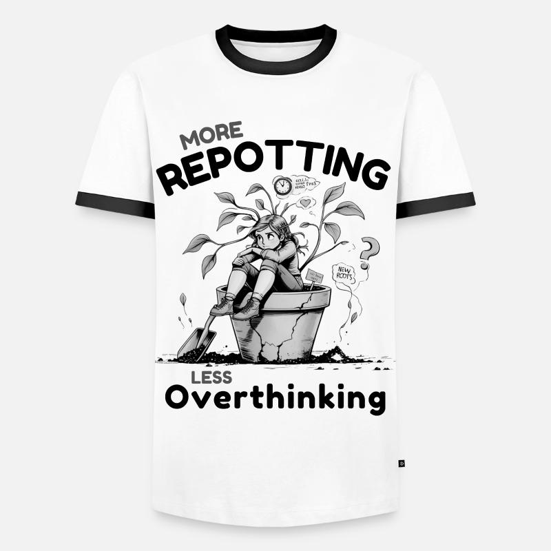 Overthinking? Time for repotting! - Men's Ringer Shirt - white/black