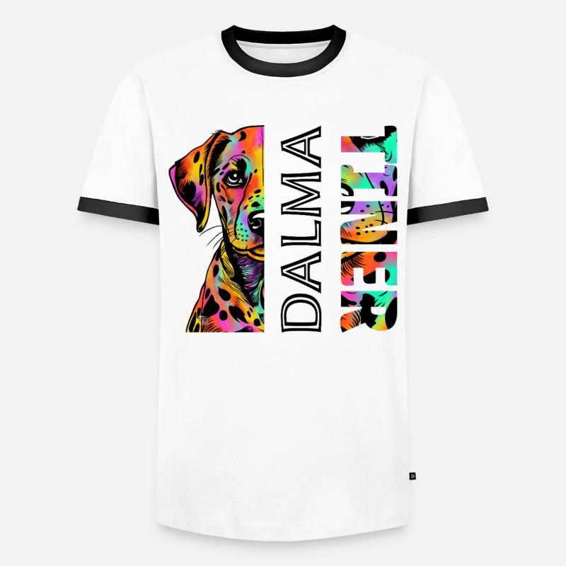 Farbenfroher Dalmatiner - Männer Kontrast-T-Shirt - Weiß/Schwarz