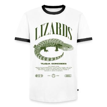 Blue Tongue Skink Reptile Keeper Streetwear - Männer Kontrast-T-Shirt - Weiß/Schwarz - Vorne - AI Model Female 172 light (172cm) & AI Model Male 178 dark (178cm)