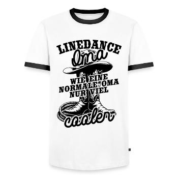 Danse en ligne mamie comme une mamie normale, mais en plus cool - T-shirt contrasté Homme - blanc/noir - Devant - AI Model Female 172 light (172cm) & AI Model Male 178 dark (178cm)