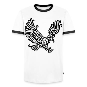 Black Eagle - Men's Ringer Shirt - white/black - Front - AI Model Female 172 light (172cm) & AI Model Male 178 dark (178cm)
