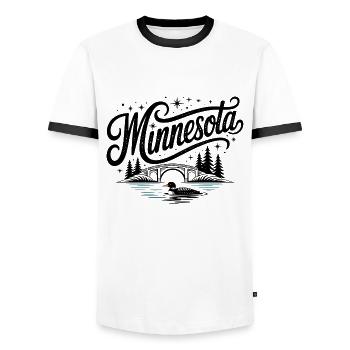 Minnesota - Souvenir États-Unis State Design - T-shirt contrasté Homme - blanc/noir - Devant - AI Model Female 172 light (172cm) & AI Model Male 178 dark (178cm)