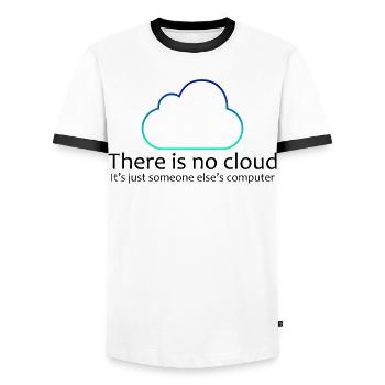 No Cloud Programming Funny Tee - Men's Ringer Shirt - white/black - Front - AI Model Female 172 light (172cm) & AI Model Male 178 dark (178cm)