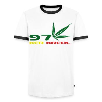 Design Cannabis Leaf Afrika - Männer Kontrast-T-Shirt - Weiß/Schwarz - Vorne - AI Model Female 172 light (172cm) & AI Model Male 178 dark (178cm)