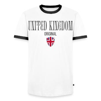 British pride, British patriot - Men's Ringer Shirt - white/black - Front - AI Model Female 172 light (172cm) & AI Model Male 178 dark (178cm)