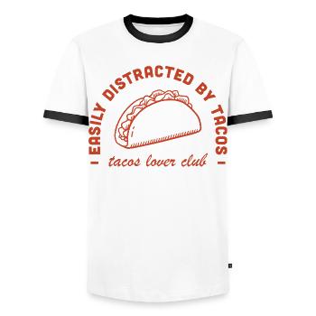 Club d’amateurs de tacos J’adore la cuisine mexicaine Latina drôle - T-shirt contrasté Homme - blanc/noir - Devant - AI Model Female 172 light (172cm) & AI Model Male 178 dark (178cm)