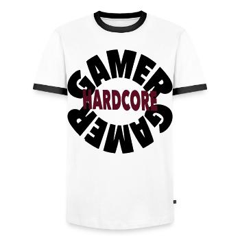 Gamer Hardcore – Bold Gaming Statement - Männer Kontrast-T-Shirt - Weiß/Schwarz - Vorne - AI Model Female 172 light (172cm) & AI Model Male 178 dark (178cm)