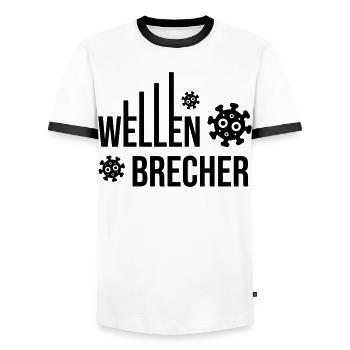 Breakwater Corona Virus - Men's Ringer Shirt - white/black - Front - AI Model Female 172 light (172cm) & AI Model Male 178 dark (178cm)
